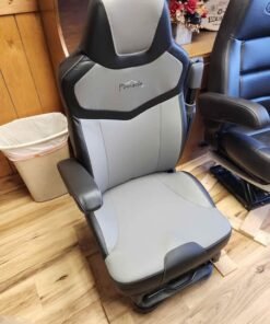 Pinnacle truck seat, Pinnacle premium truck seat, two-tone truck seat, black gray truck seat, semi truck seat, heavy duty truck seat, premium semi truck seat, brand new truck seat, truck driver seat, semi truck replacement seat, truck seat upgrade, long haul truck seat, Pinnacle seat for sale, commercial truck seat, truck interior parts
