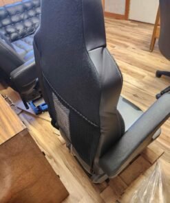 Pinnacle truck seat, Pinnacle premium truck seat, two-tone truck seat, black gray truck seat, semi truck seat, heavy duty truck seat, premium semi truck seat, brand new truck seat, truck driver seat, semi truck replacement seat, truck seat upgrade, long haul truck seat, Pinnacle seat for sale, commercial truck seat, truck interior parts