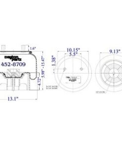 Dayton 452-8709 air spring, 4528709 air spring, Dayton Parts 452-8709, Hendrickson air spring, Turner air spring, Hendrickson Turner suspension, new air spring, replacement air spring, heavy duty truck air spring, truck suspension parts