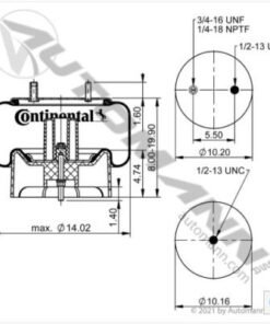 Automann 566.CT78239 air spring, 566CT78239 air spring, new air spring, Continental air spring, rolling lobe air spring, ContiTech 78239, Firestone W013588539, Goodyear 1R13188, Hendrickson S29892, Spicer air spring, heavy duty truck air spring